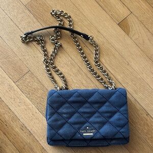 kate spade Quilted Denim Shoulder Bag with silver Chain